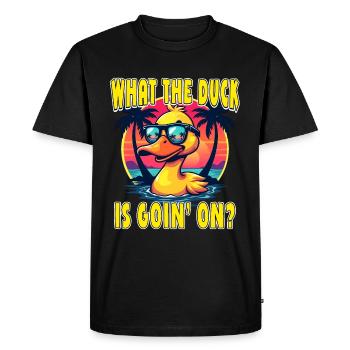 Ce que le canard va sur des lunettes de soleil rétro amusantes - T-shirt Premium bio Homme - noir - Devant - Nico (187cm)