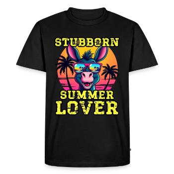 Stubborn Summer Lover Funny Donkey Retro Beach - Men's Premium Organic T-Shirt - black - Front - Nico (187cm)