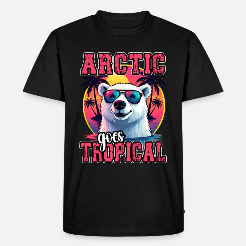 Arctic Goes Tropical Polar Bär mit Sonnenbrille Be - Männer Premium Bio T-Shirt - Schwarz