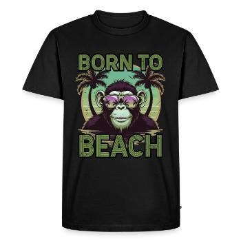 Born to Beach Cool Monkey Retro Summer Vibes - Men's Premium Organic T-Shirt - black - Front - Nico (187cm)