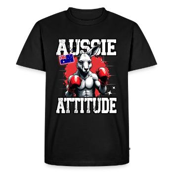 Aussie Attitude Boxing Gloves Kangaroo Australia - Men's Premium Organic T-Shirt - black - Front - Nico (187cm)