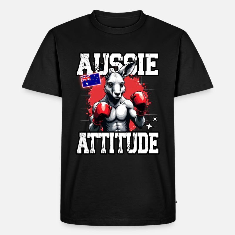 Aussie Attitude Boxhandschuhe Känguru Australien - Männer Premium Bio T-Shirt - Schwarz
