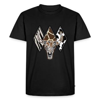 Wildlife Fusion Bull Skull with Animal Safari - Men's Premium Organic T-Shirt - black - Front - Nico (187cm)