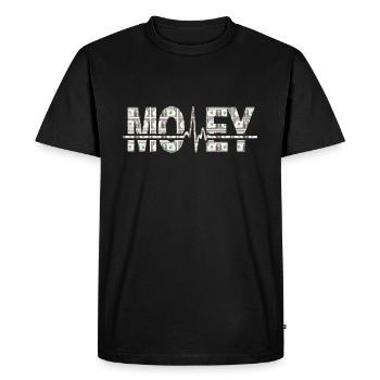 Money Heartbeat Dollar Bill Motivational Hustler - Men's Premium Organic T-Shirt - black - Front - Nico (187cm)