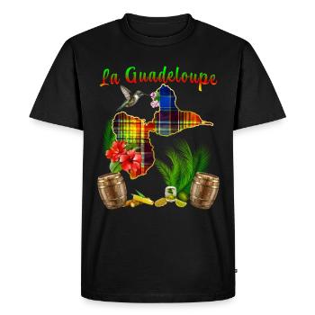 Madras Guadeloupe Ile Paradisiaque - T-shirt Premium bio Homme - noir - Devant - Nico (187cm)