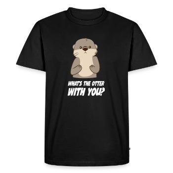 C'est quoi la loutre avec toi? Dessin animalier mignon - T-shirt Premium bio Homme - noir - Devant - Nico (187cm)