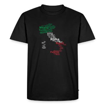 Italie drapeau contour villes voyage voyage Rome - T-shirt Premium bio Homme - noir - Devant - Nico (187cm)