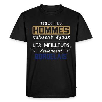 Bordelais - Aquitaine - Ville - France - Cadeau - T-shirt Premium bio Homme - noir - Devant - Nico (187cm)