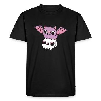 Cute Flying Vampire Bat With Skull - Men's Premium Organic T-Shirt - black - Front - Nico (187cm)