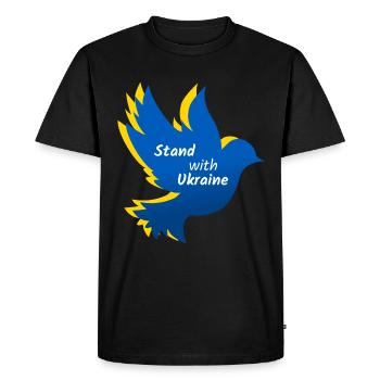 Colombe de la paix de l’Ukraine - T-shirt Premium bio Homme - noir - Devant - Nico (187cm)