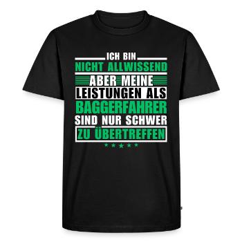 Unrivalled performance as an excavator operator - Men's Premium Organic T-Shirt - black - Front - Nico (187cm)