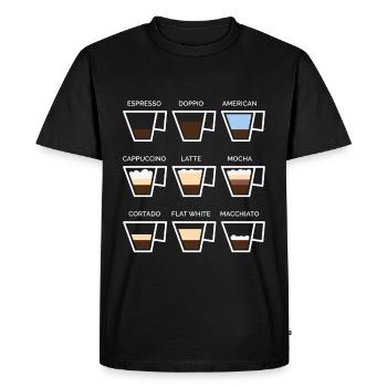 Amateur de café Barista Café Minimalisme Coffeeshop - T-shirt Premium bio Homme - noir - Devant - Nico (187cm)