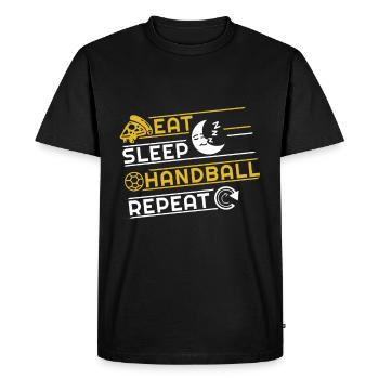 Eat Sleep Handball Repeat Handballer Training - Men's Premium Organic T-Shirt - black - Front - Nico (187cm)