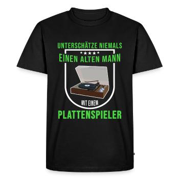 Schallplatten Liebhaber Plattenspieler Vatertag - Männer Premium Bio T-Shirt - Schwarz - Vorne - Nico (187cm)