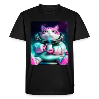 Le grand félin boit du thé dans l’espace - T-shirt Premium bio Homme - noir - Devant - Nico (187cm)