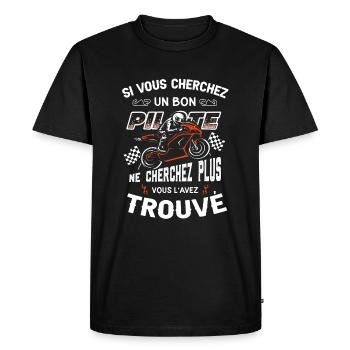 Motard - Pilote de Moto de Course - T-shirt Premium bio Homme - noir - Devant - Nico (187cm)