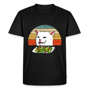 Cat Meme Woman Yelling At Table Dinner Vintage - T-shirt Premium bio Homme - noir - Devant - Nico (187cm)