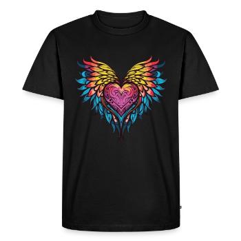 Ailes de cœur - T-shirt Premium bio Homme - noir - Devant - Nico (187cm)