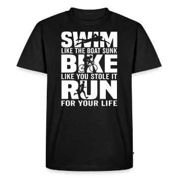 Triathlon Geschenk Triathlon Triathlon Triathlet - Männer Premium Bio T-Shirt - Schwarz - Vorne - Nico (187cm)