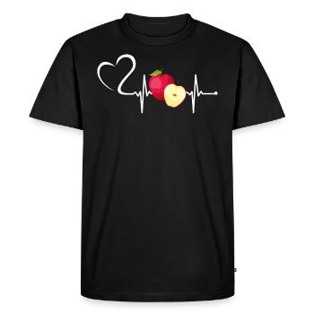 Drôle de heartbeat ECG Pomme Fruit Fruits Pommes - T-shirt Premium bio Homme - noir - Devant - Nico (187cm)