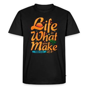 Pura Vida Joyful Tropical Palm Cadeau - T-shirt Premium bio Homme - noir - Devant - Nico (187cm)