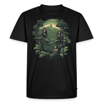 Monkey Monkey Jungle Nature Palm Trees Monkey Mountains Forest - Men's Premium Organic T-Shirt - black - Front - Nico (187cm)