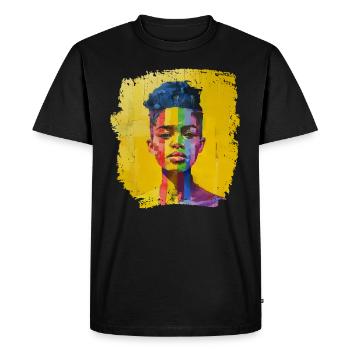 Fierté et force - LGBTQIA+ - T-shirt Premium bio Homme - noir - Devant - Nico (187cm)