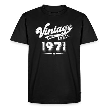 Vintage since April 1971 Birthday Gift - Men's Premium Organic T-Shirt - black - Front - Nico (187cm)