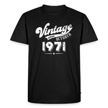 Vintage since October 1971 Birthday Gift - Men's Premium Organic T-Shirt - black - Front - Nico (187cm)