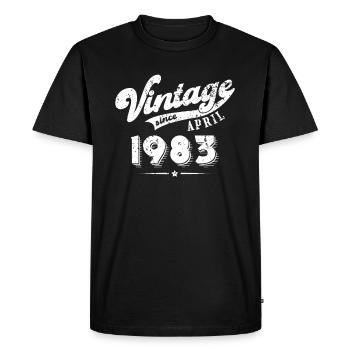 Vintage since April 1983 Birthday Gift - Men's Premium Organic T-Shirt - black - Front - Nico (187cm)