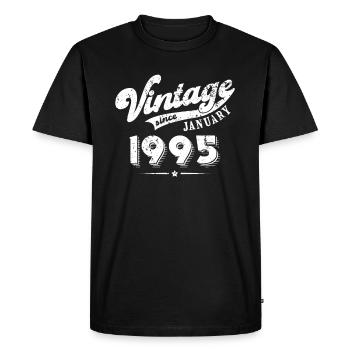 Vintage since January 1995 Birthday Gift - Men's Premium Organic T-Shirt - black - Front - Nico (187cm)