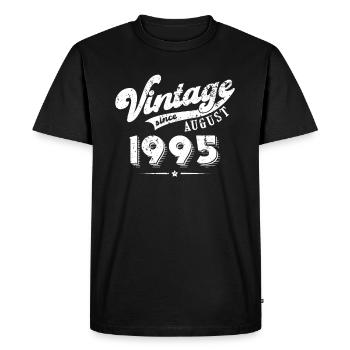 Vintage since August 1995 Birthday Gift - Men's Premium Organic T-Shirt - black - Front - Nico (187cm)