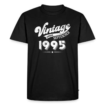 Vintage since September 1995 Birthday Gift - Men's Premium Organic T-Shirt - black - Front - Nico (187cm)