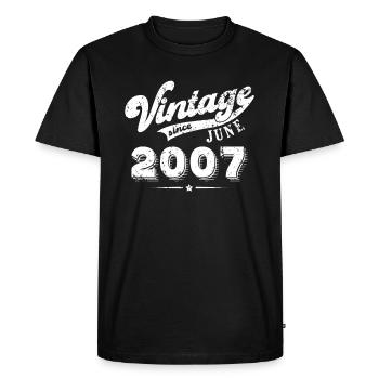 Vintage since June 2007 Birthday Gift - Men's Premium Organic T-Shirt - black - Front - Nico (187cm)