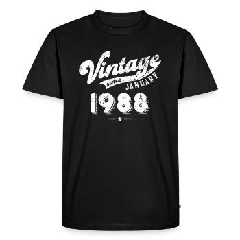 Vintage since January 1988 Birthday Gift - Men's Premium Organic T-Shirt - black - Front - Nico (187cm)