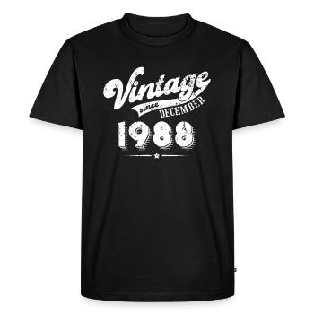 Vintage since December 1988 Birthday Gift - Men's Premium Organic T-Shirt - black - Front - Nico (187cm)