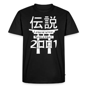 Légende depuis septembre 2001 Cadeau d’anniversaire - T-shirt Premium bio Homme - noir - Devant - Nico (187cm)