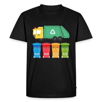 J'aime les camions-poubelles - T-shirt Premium bio Homme - noir - Devant - Nico (187cm)