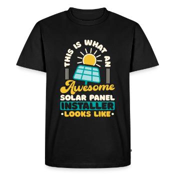 Installateur de panneaux solaires - T-shirt Premium bio Homme - noir - Devant - Nico (187cm)
