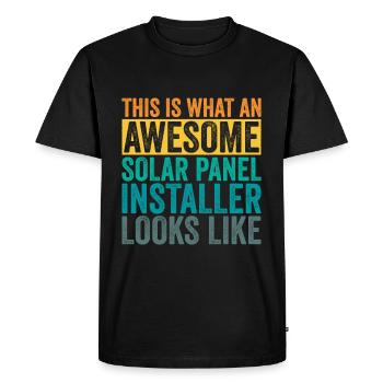 Installateur de panneaux solaires - T-shirt Premium bio Homme - noir - Devant - Nico (187cm)