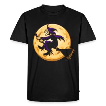 Witch with witch's broom - Men's Premium Organic T-Shirt - black - Front - Nico (187cm)