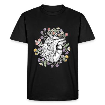 Tête et cœur Anatomie du cerveau - T-shirt Premium bio Homme - noir - Devant - Nico (187cm)