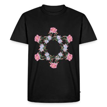 Fleurs de l'étoile de David juive - T-shirt Premium bio Homme - noir - Devant - Nico (187cm)