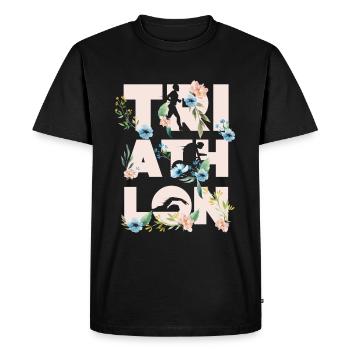Triathlon Natation Cyclisme Course à pied - T-shirt Premium bio Homme - noir - Devant - Nico (187cm)