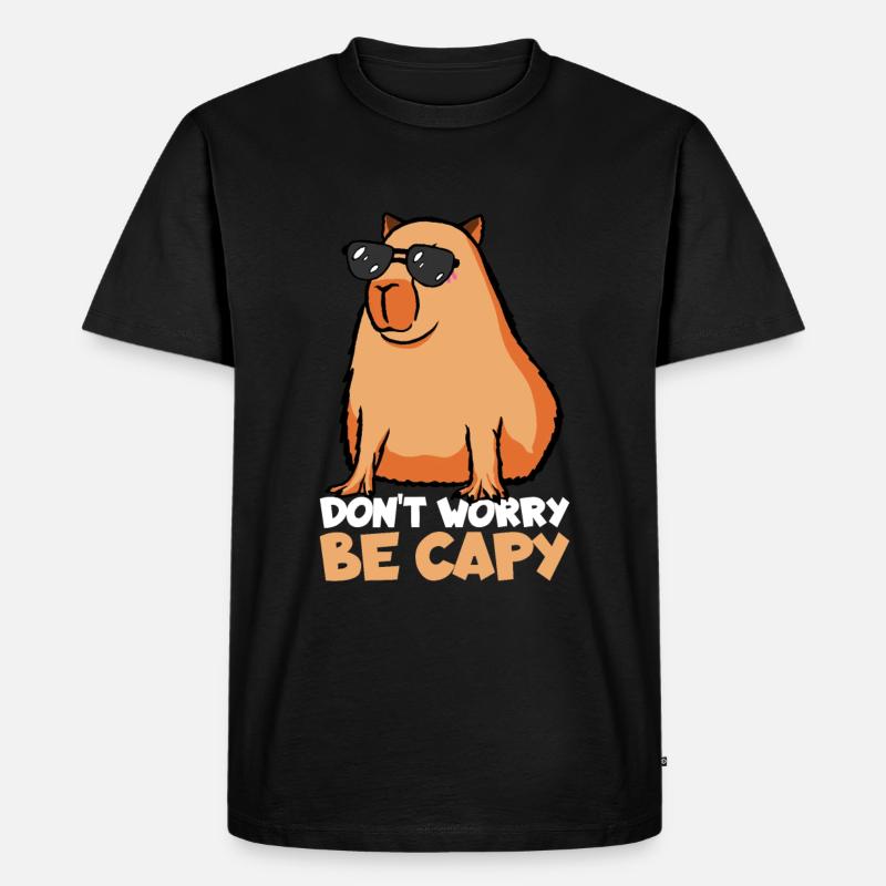 Don't Worry Be Capy - Männer Premium Bio T-Shirt - Schwarz