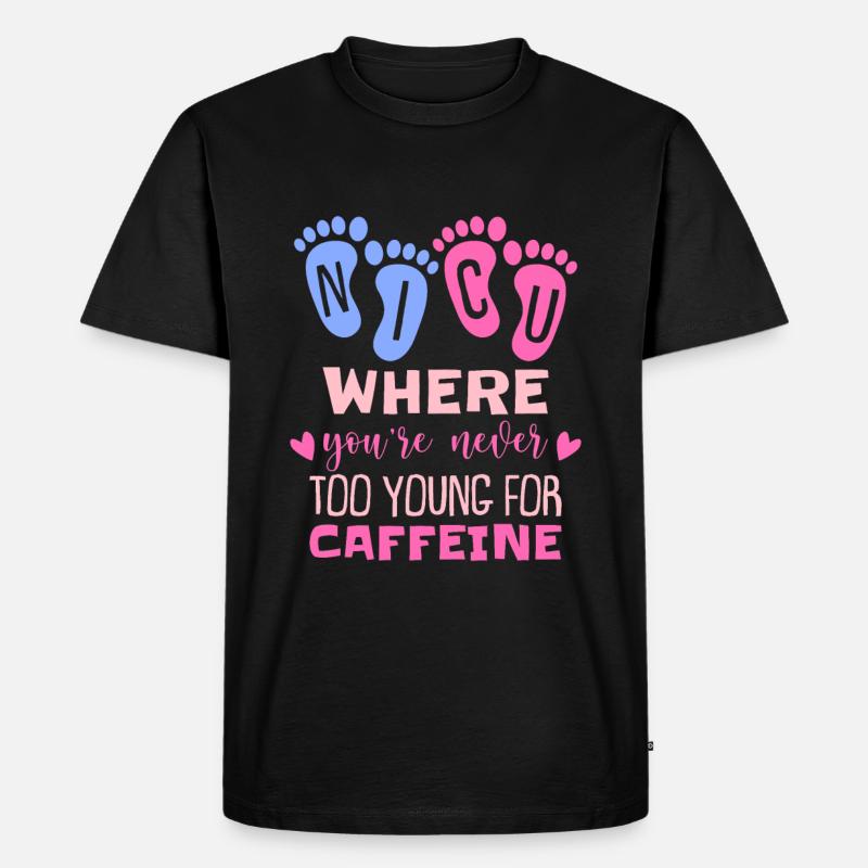 Koffein NICU Krankenschwester - Männer Premium Bio T-Shirt - Schwarz