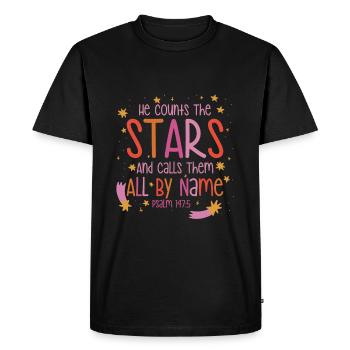 Il compte les étoiles Psaume 147:4 - T-shirt Premium bio Homme - noir - Devant - Nico (187cm)