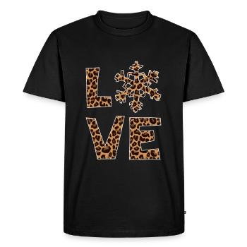 Leopard Pattern Love Snow - Men's Premium Organic T-Shirt - black - Front - Nico (187cm)