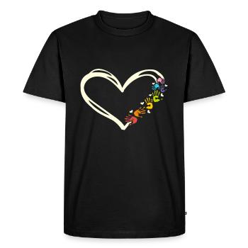 Empreintes de mains en forme de cœur d'un - T-shirt Premium bio Homme - noir - Devant - Nico (187cm)