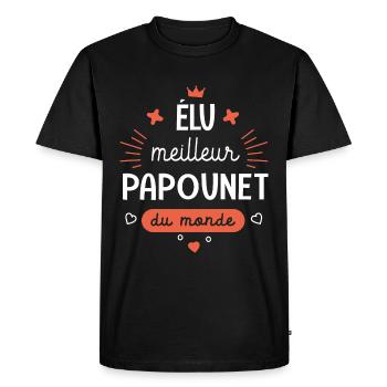 Meilleur Papounet du monde Cadeau papa - T-shirt Premium bio Homme - noir - Devant - Nico (187cm)